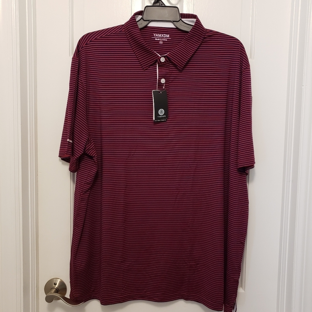 NWT YAMXDM Navy/Red Moisture Wicking S/S Performance Sport Casual/Golf Polo Sz3X